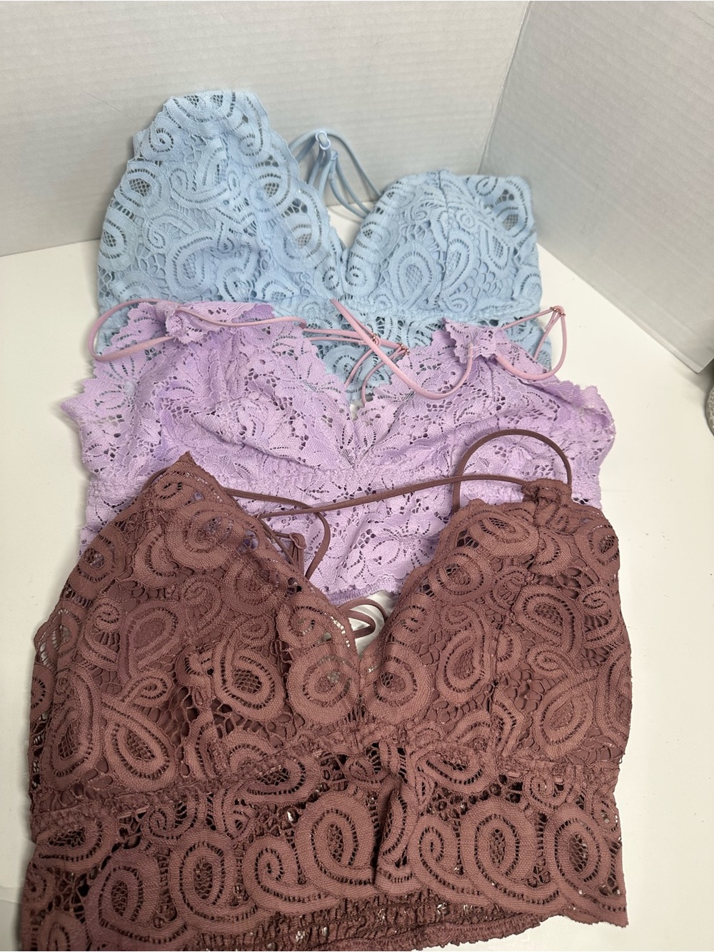 Victoria's Secret Lace Bralette Set - Brown, Lavender, Light Blue
